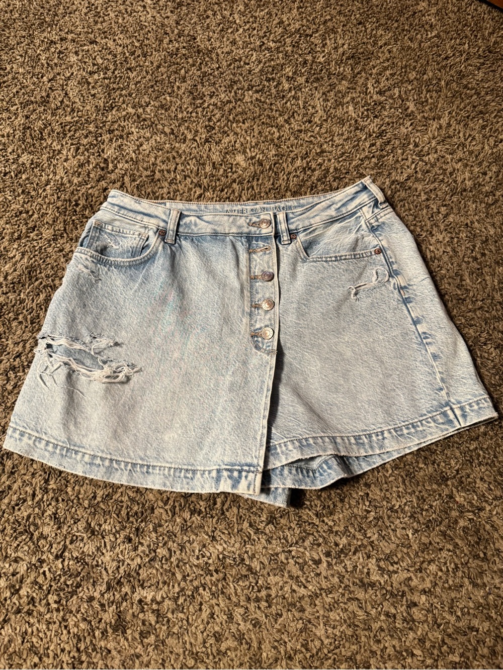 American Eagle Outfitters Light Blue Denim Skort